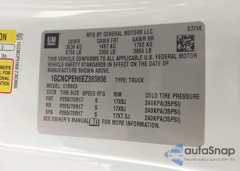 2014 Chevrolet Silverado 1500 Work Truck 1Wt from USA, damaged, VIN 1GCNCPEH6EZ383806